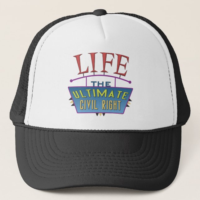 Baseball-style hat to promote life. (Front)