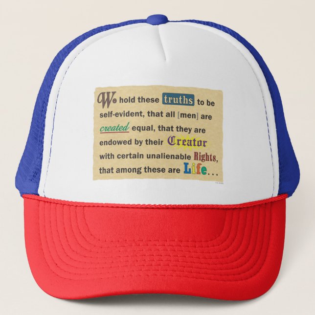 Baseball-style hat with a pro-life message. (Front)