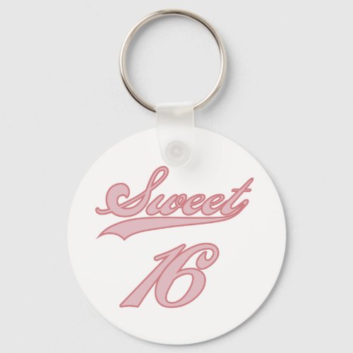 Baseball Style Pink Sweet 16 Keychain