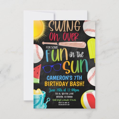 Baseball Summer Party Invitation