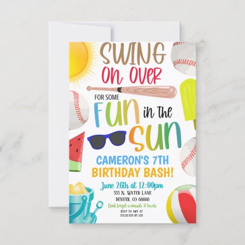 Baseball Summer Party Invitation