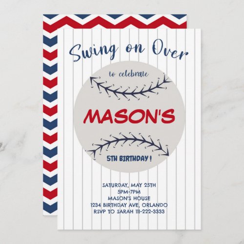 Baseball Swing on Over Birthday Party Invitation