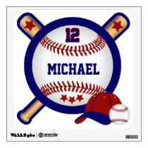 Baseball Symbol - Dark Blue and Red Wall Decal