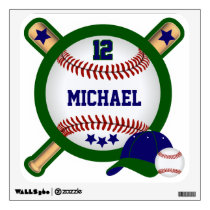 Baseball Symbol - Dark Green and Navy Blue Wall Decal