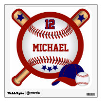 Baseball Symbol - Dark Red and Blue Wall Decal