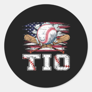 Baseball T-ball Tio American Flag Proud Ball Tio Classic Round Sticker
