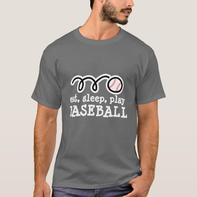 Baseball t-shirt with funny quote | eat sleep play (Front)
