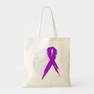 Baseball Tackle Alzheimers Awareness Purple Ribbon Tote Bag