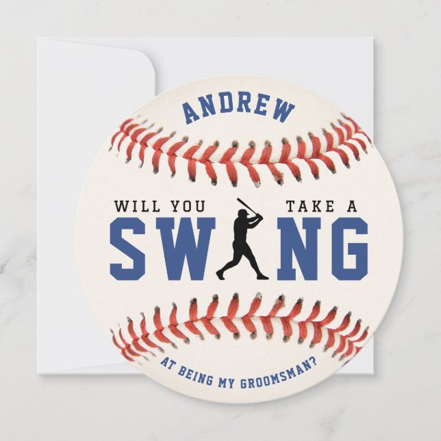 Baseball Take a Swing Groomsman Proposal (Front)