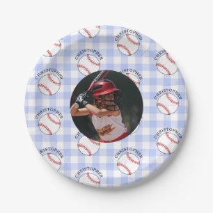Baseball Tartan Kids Birthday Party Paper Plates