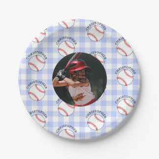 Baseball Tartan Kids Birthday Party Paper Plates