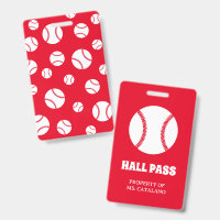 baseball Teacher Hall Pass school colors