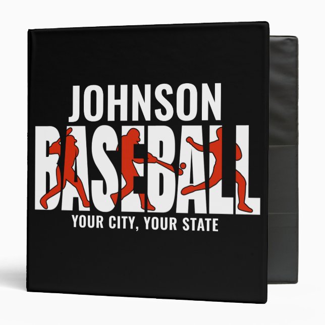 Baseball Team ADD NAME Champion Game Player 3 Ring Binder (Front/Inside)