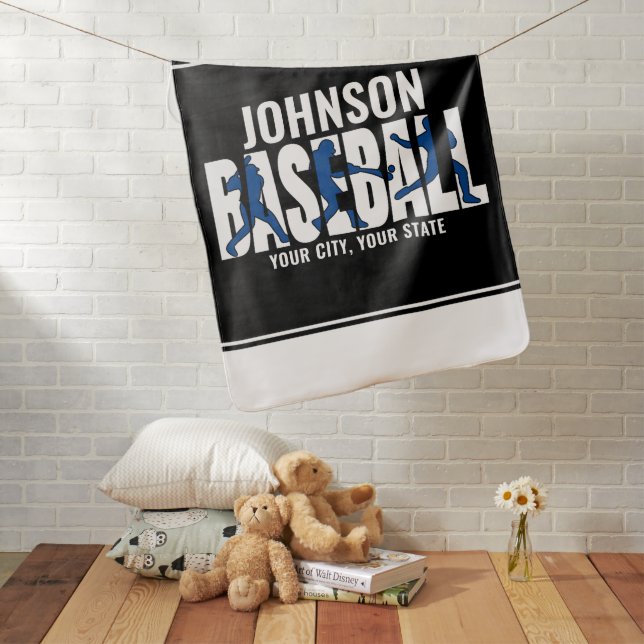Baseball Team ADD NAME Champion Game Player Baby Blanket (In Situ)