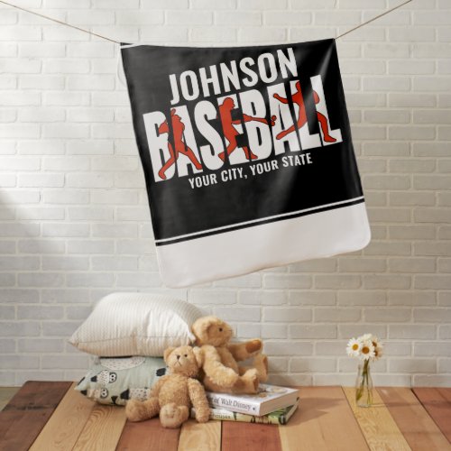 Baseball Team ADD NAME Champion Game Player Baby Blanket