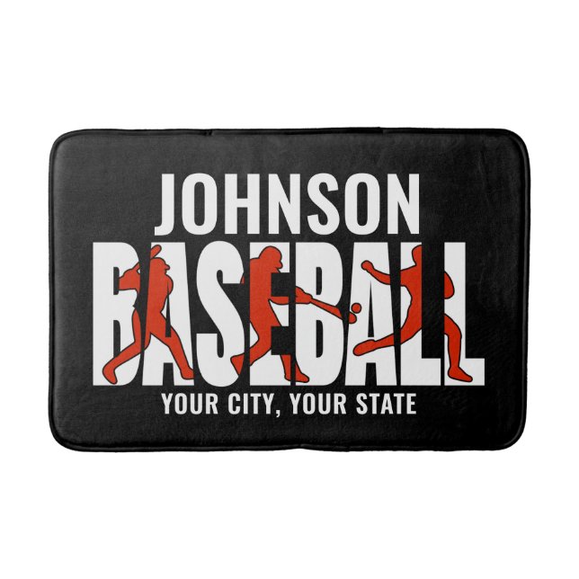Baseball Team ADD NAME Champion Game Player Bath Mat (Front)