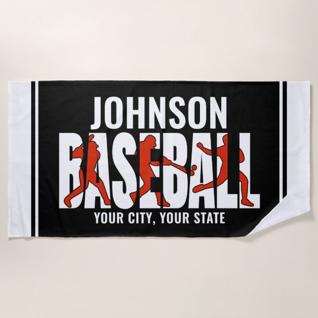 Baseball Team ADD NAME Champion Game Player Beach Towel (Front)