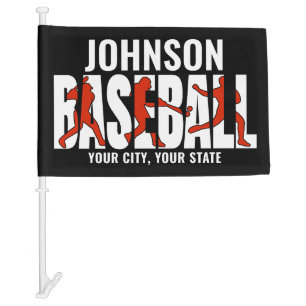 Baseball Team ADD NAME Champion Game Player Car Flag