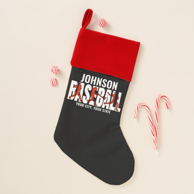Baseball Team ADD NAME Champion Game Player Christmas Stocking (Front)