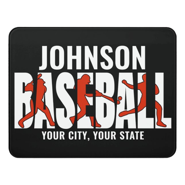 Baseball Team ADD NAME Champion Game Player Door Sign (Contemporary Front)