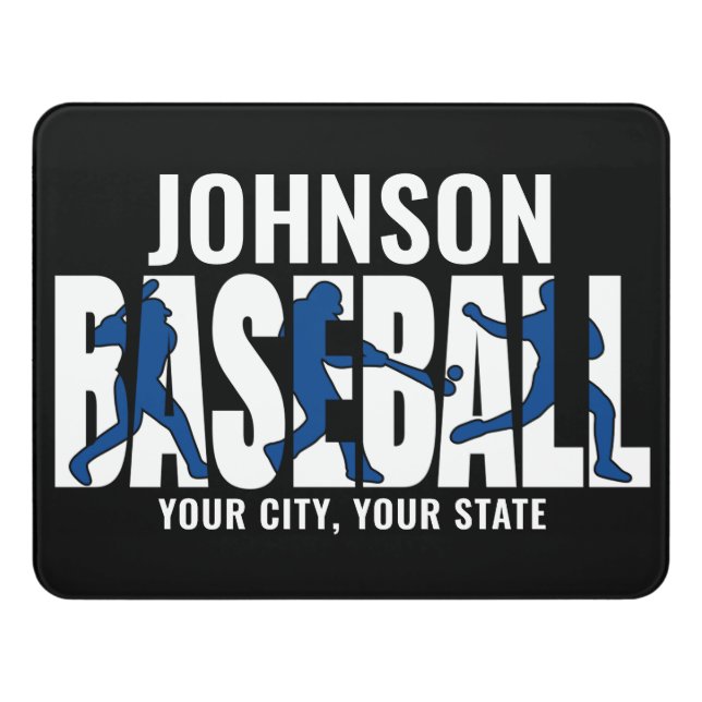 Baseball Team ADD NAME Champion Game Player Door Sign (Contemporary Front)