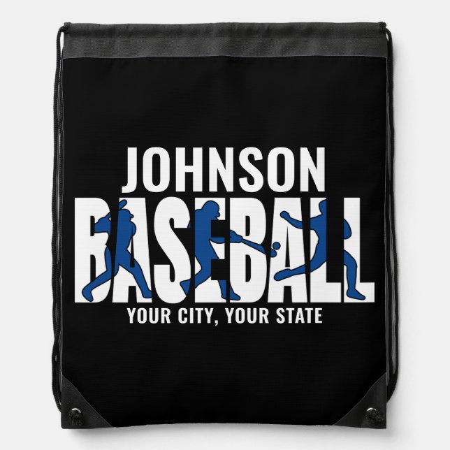 Baseball Team ADD NAME Champion Game Player Drawstring Bag (Front)