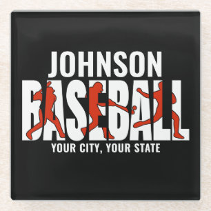 Baseball Team ADD NAME Champion Game Player Glass Coaster