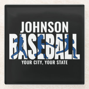 Baseball Team ADD NAME Champion Game Player Glass Coaster