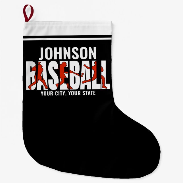 Baseball Team ADD NAME Champion Game Player Large Christmas Stocking (Front)