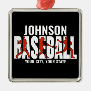 Baseball Team ADD NAME Champion Game Player Metal Ornament