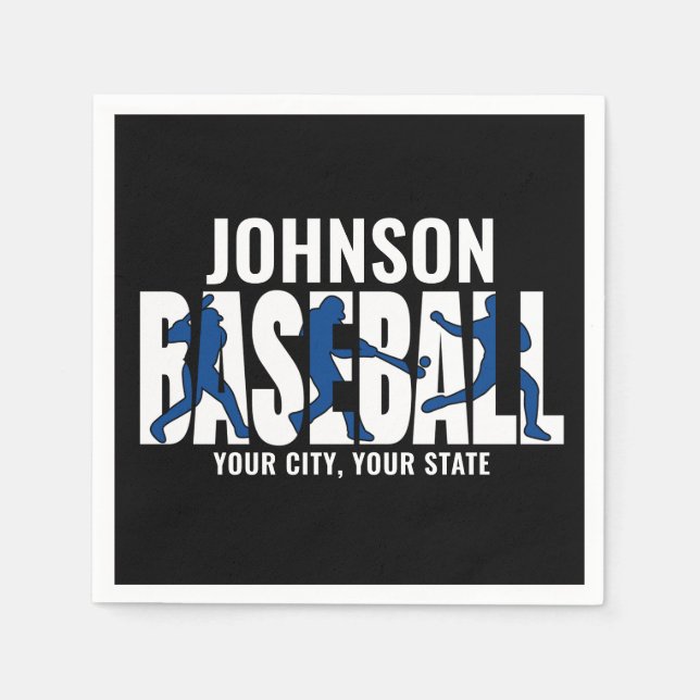 Baseball Team ADD NAME Champion Game Player Napkins (Front)