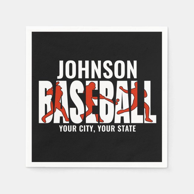 Baseball Team ADD NAME Champion Game Player Napkins (Front)