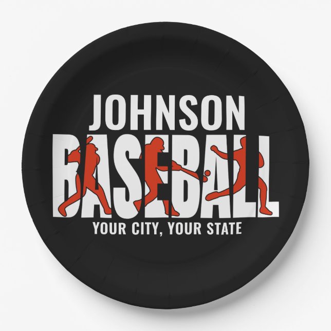 Baseball Team ADD NAME Champion Game Player Paper Plates (Front)