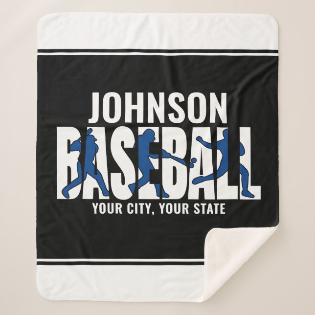 Baseball Team ADD NAME Champion Game Player Sherpa Blanket (Front)