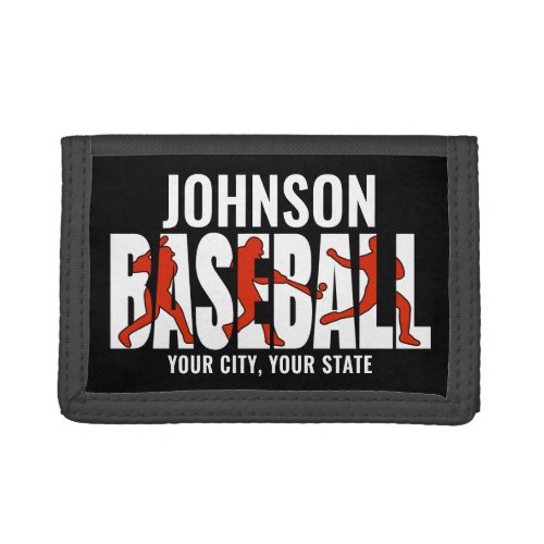 Baseball Team ADD NAME Champion Game Player Trifold Wallet