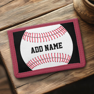 Baseball Team - Athlete Name - big baseball Tri-fold Wallet