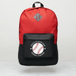 Baseball Team - Athlete Name - modern design Port Authority® Backpack<br><div class="desc">Highlight your school team or your favorite coach. the modern drawing of a baseball is the center of the design. The sans serif font encircles the drawing and includes 2 stars. You can add 2 lines of text - one at the top and one at the bottom. Click on the...</div>