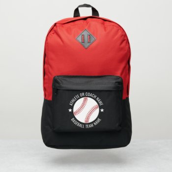Baseball Team - Athlete Name - Modern Design Port Authority® Backpack by MyRazzleDazzle at Zazzle