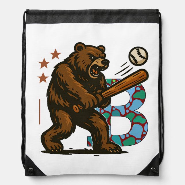 baseball team B Drawstring Bag (Front)