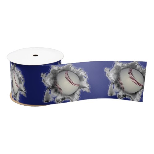 Baseball Team Blue Satin Ribbon