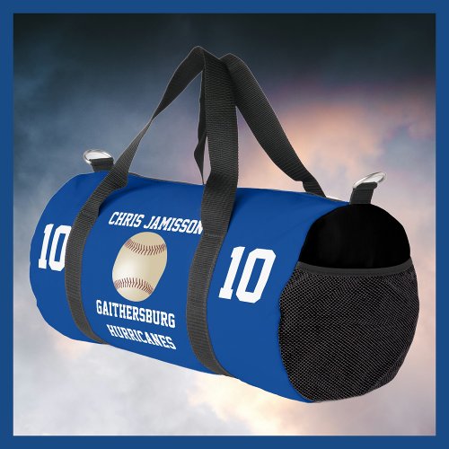 Baseball Team Coach or Player Blue Personalized Duffle Bag