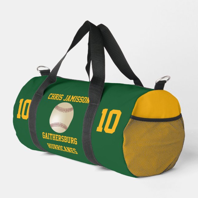 Baseball Team, Coach or Player Green Personalized Duffle Bag (Right Corner)