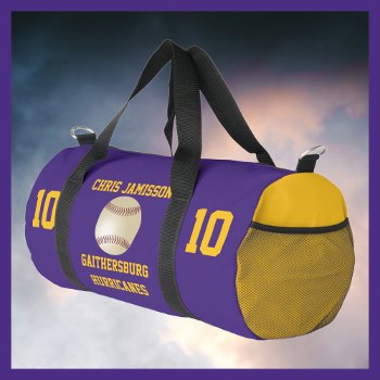 Baseball Team  Coach Or Player Purple Personalized Duffle Bag by SocolikCardShop at Zazzle