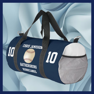 Baseball Team, Coach Player Navy Blue Personalized Duffle Bag