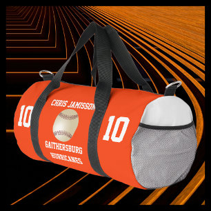 Baseball Team, Coach Player Orange Personalized Duffle Bag