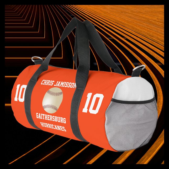 Baseball Team, Coach Player Orange Personalized Duffle Bag (Creator Uploaded)