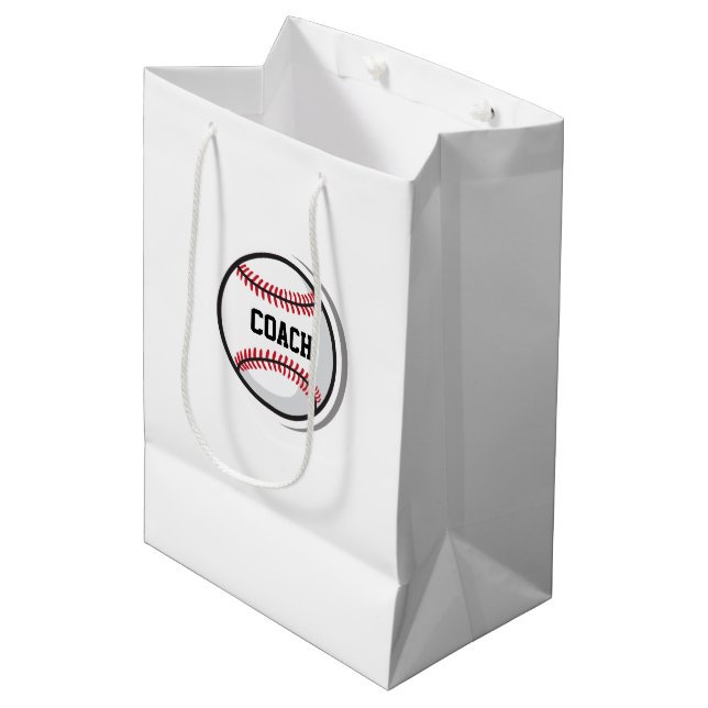 Baseball Team COACH White Red Black Medium Gift Bag (Front Angled)