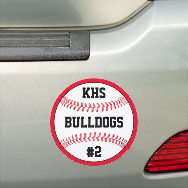 Baseball Team Custom Letters, Name & Player Number Car Magnet (In Situ)