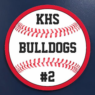 Baseball Team Custom Letters, Name & Player Number Car Magnet