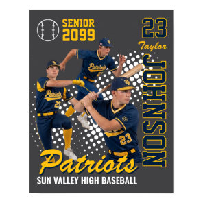 Baseball Team Custom Photo Senior Night Blue Poster